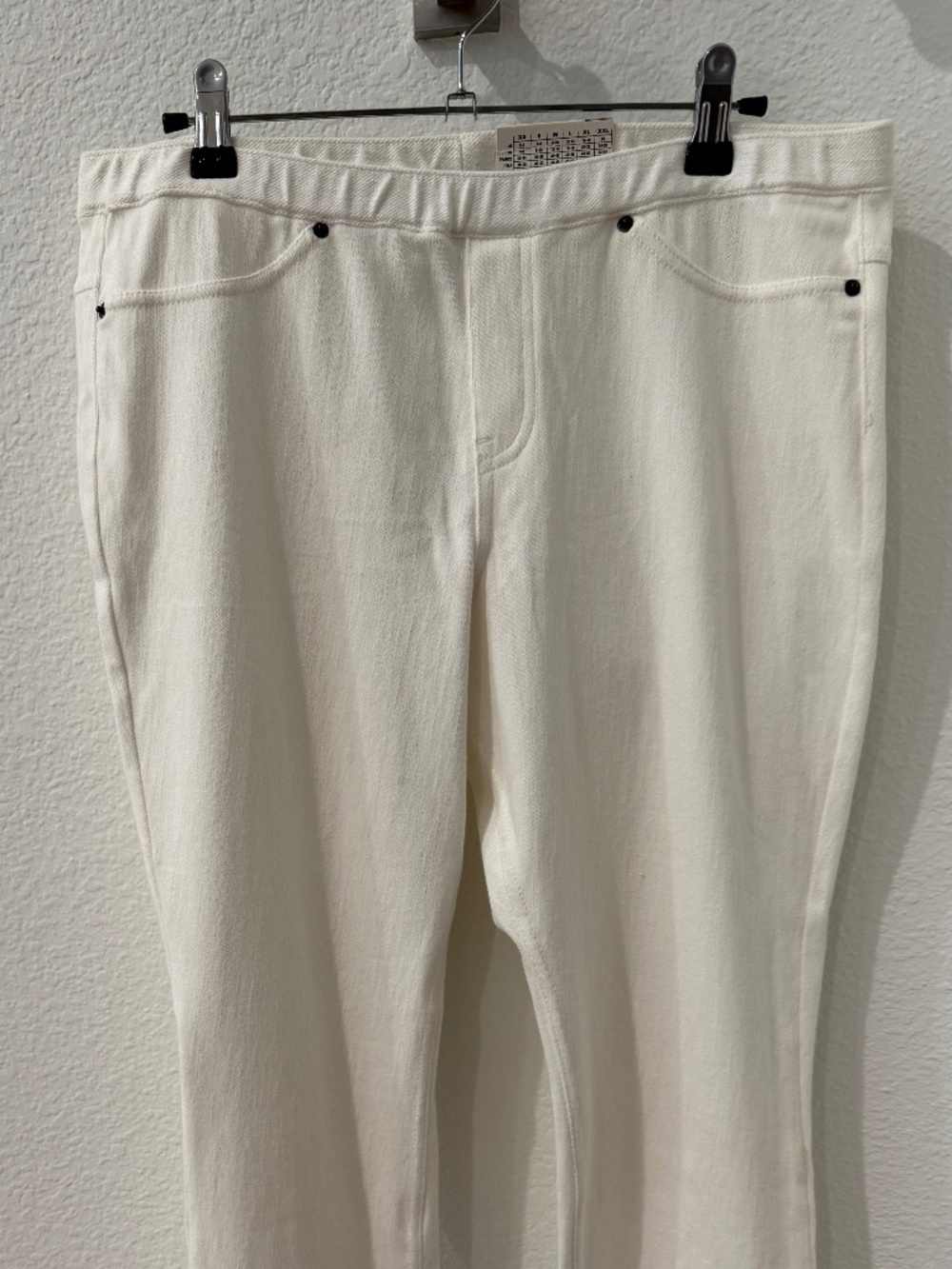 HUE Women's Original Jeans DENIM LEGGINGS | WHITE Stretch | Large | NEW
